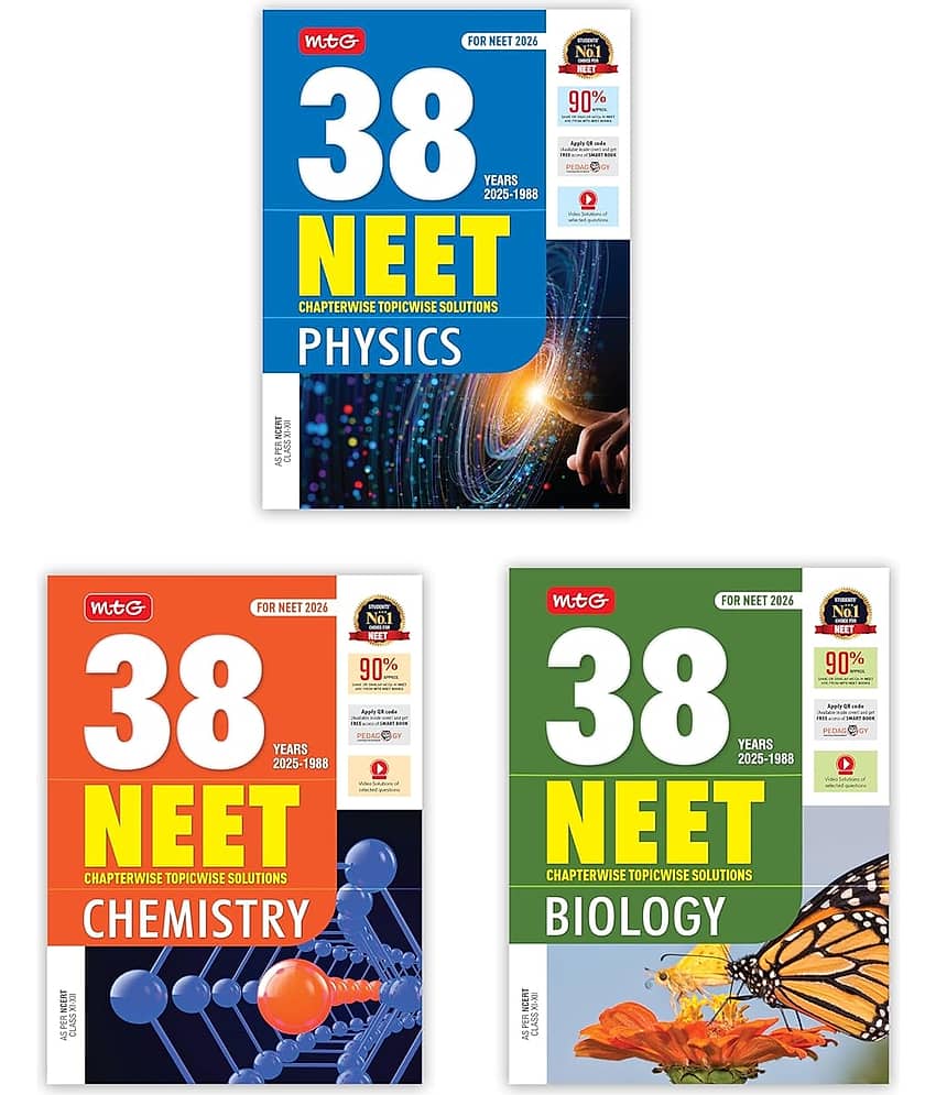 MTG 38 Years NEET Previous Year Solved Question Papers with NEET PYQ Chapterwise Topicwise Solutions Physics, Chemistry, Biology For NEET 2026 Exam