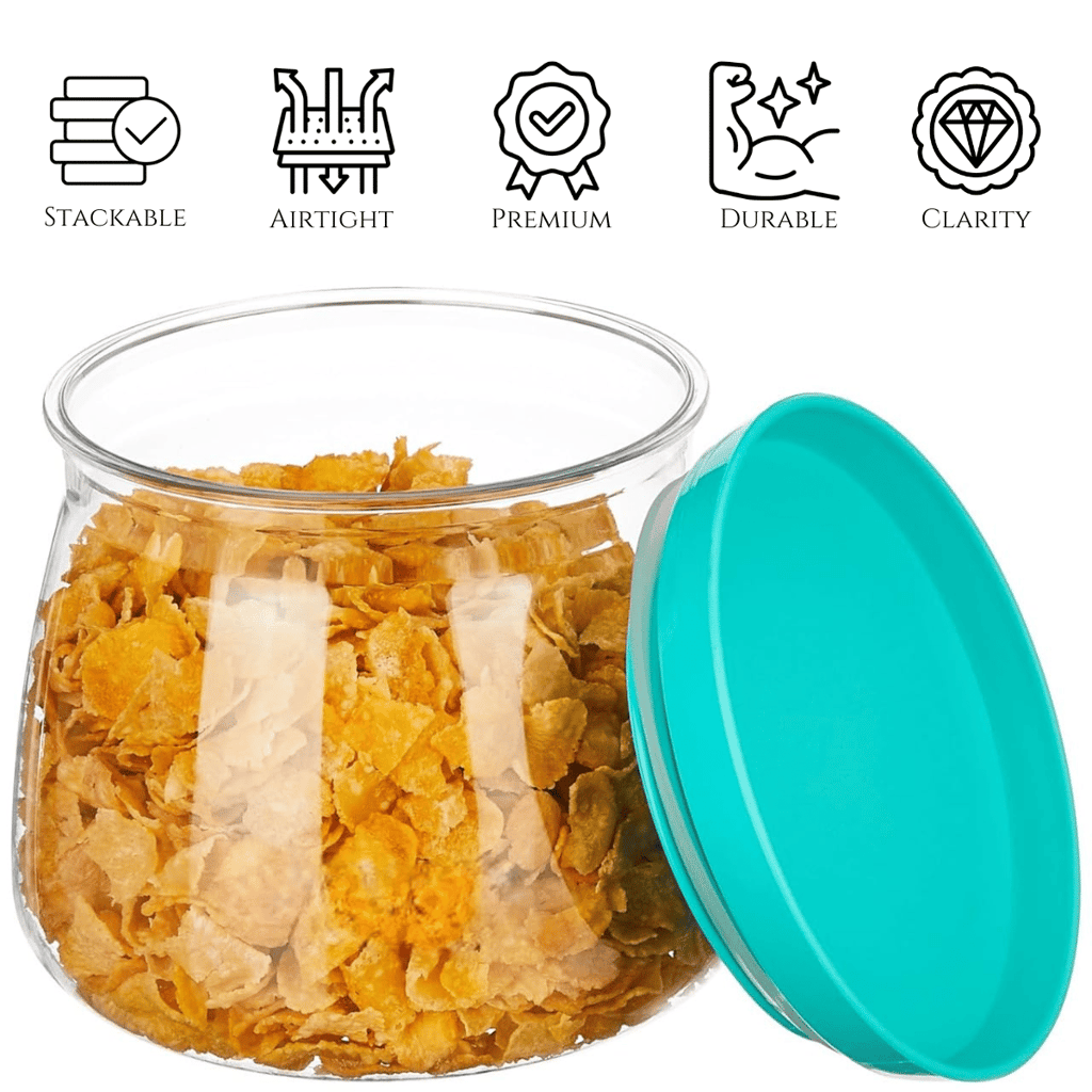 Nexapure Kitchen Containers Set - 900ml, Airtight Green Storage Box - Pack of 4 | BPA-Free Plastic Jars for Kitchen Storage & Organization | Ideal for Pulses, Dry Fruits, and Pantry Items view 2