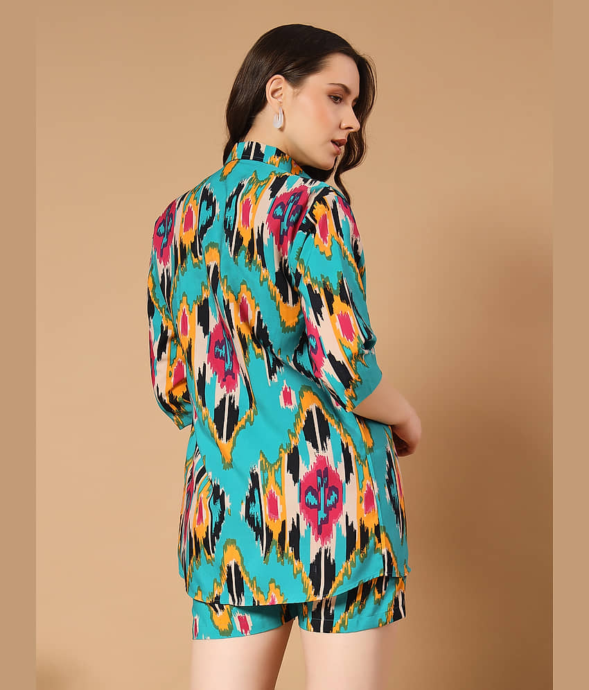 OTABU Women Printed Shirt With Shorts Co-Ord Set ( Green ) view 2