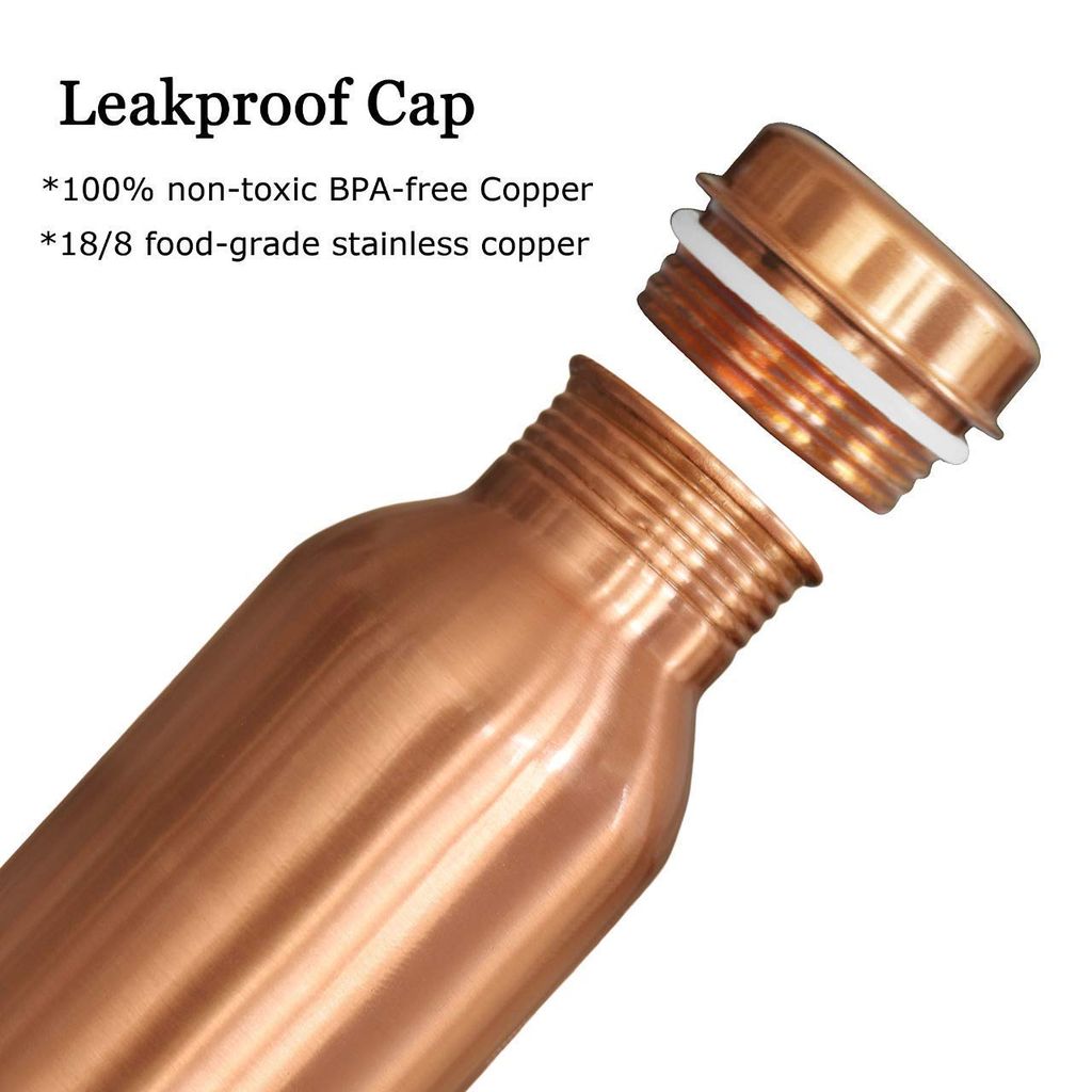 BulkySanta Pure Copper Water Bottle, Matte Finish 800 ML (Weight - 300 grams) (Pack of 1) view 2