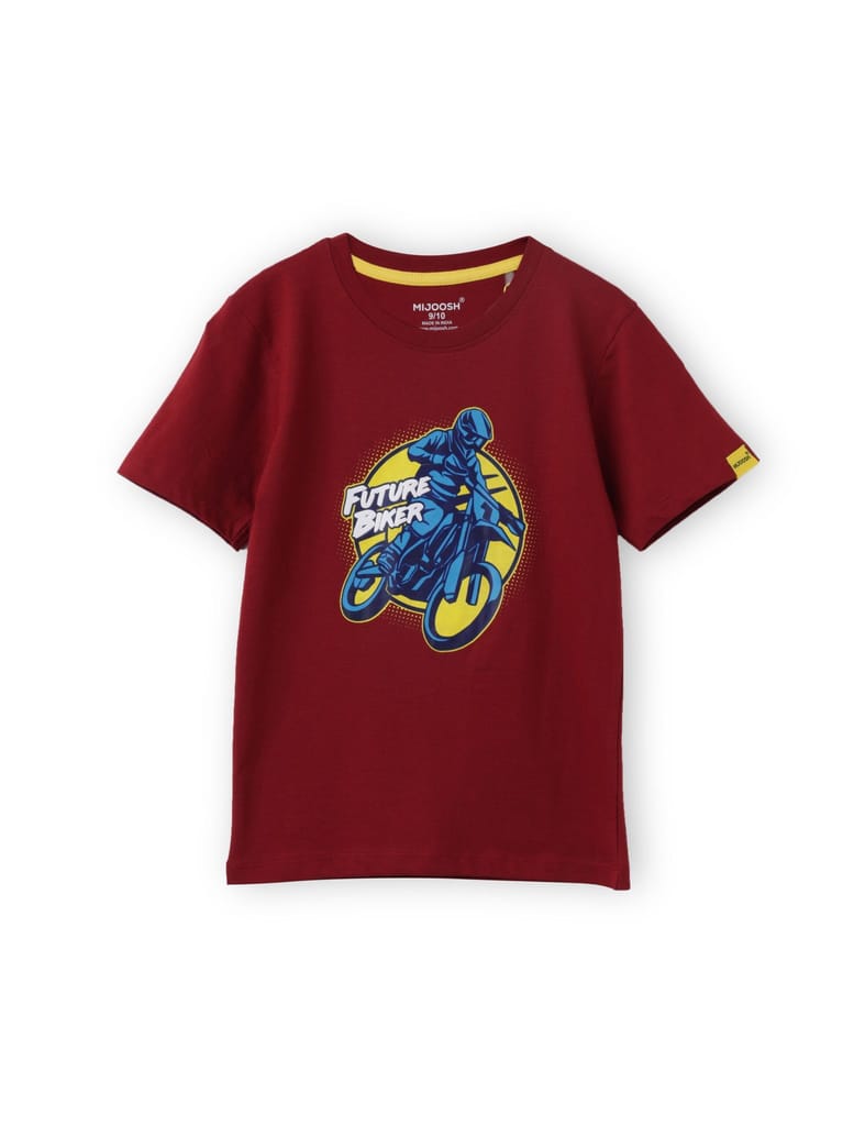 Boys T shirt Cotton Winery Red Future Biker view 2