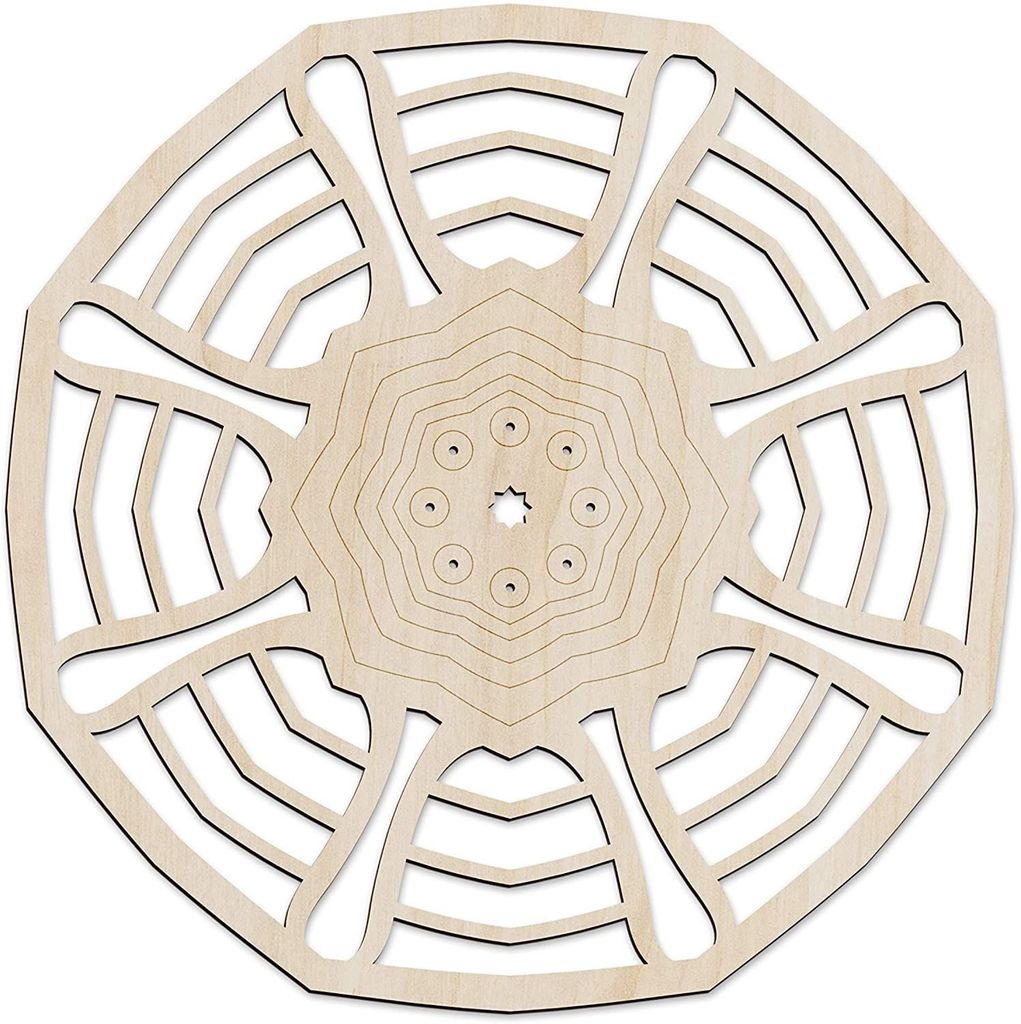 Haoser Mandala Wooden Wall Art, Traditional Star Ornament Polygonal Details, Birch Wood Plywood Rustic Wall Art Accent for Hallway Bedroom Living Room Cafes and Offices (Mandala Design-3_30CM)