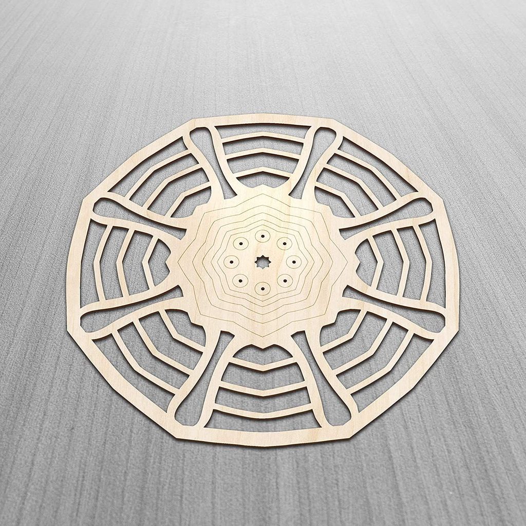Haoser Mandala Wooden Wall Art, Traditional Star Ornament Polygonal Details, Birch Wood Plywood Rustic Wall Art Accent for Hallway Bedroom Living Room Cafes and Offices (Mandala Design-3_30CM) view 2