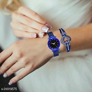 HRV Magnetic Strap12 Diamond Rose Gold Girls And Women Analog Watch For Girls view 2