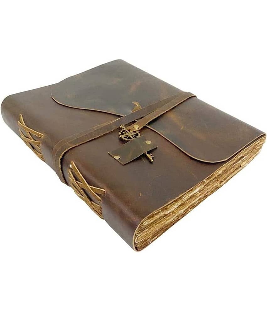 Finished Leather Journal With & Antique Paper A5 Diary Unruled 200 Pages (Brown) view 2