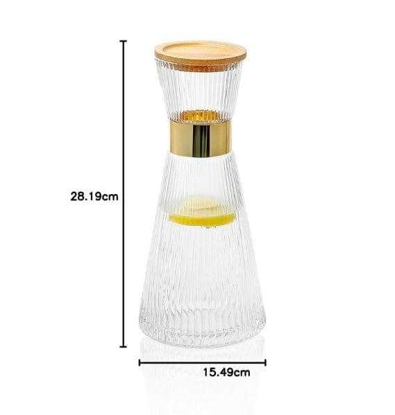 Italian Premium Glass Water Jug with Plastic Lid & Handle | 1.3 Littre |Transparent Carafe for Home, Office | Pitcher for Serve Water, Milk, Juice, Beverage, Chaas, Cocktail | view 2
