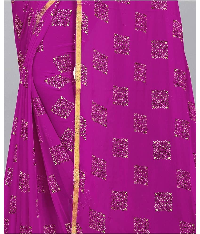 Rhey Chiffon Printed Saree With Unstitched Blouse Piece ( Navy Blue ) view 2