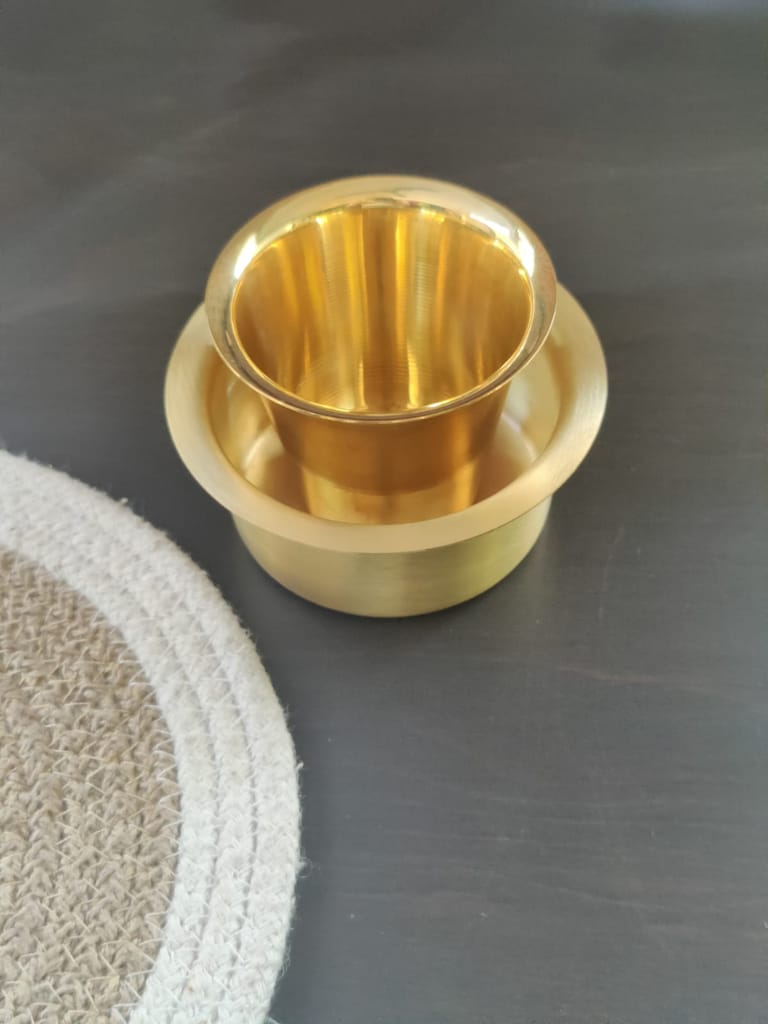 BulkySanta Pure Brass Coffee Dabara Set | Kombakonam Dawara Set for Filter Coffee and Tea Serving (Pack of 2) view 2