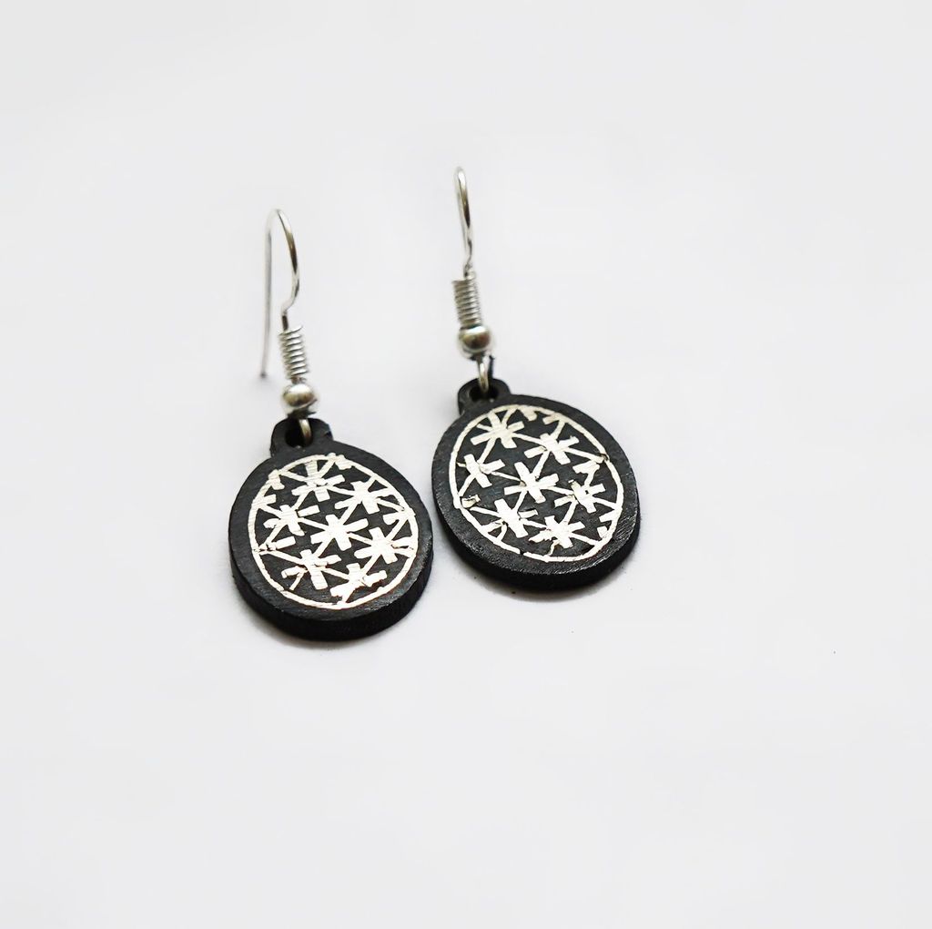 Bidri Work Ear Ring Phool Jadi (1SMTEARKA00534) view 2