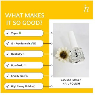 Nail Polish Gloss Top Coat - Transparent Shade | Long-Lasting High-Shine Glossy Finish | Chip-Resistant and Quick-Drying Formula | Vegan and 12-Free Nail Paint | Professional-Quality Manicure 5ml view 2