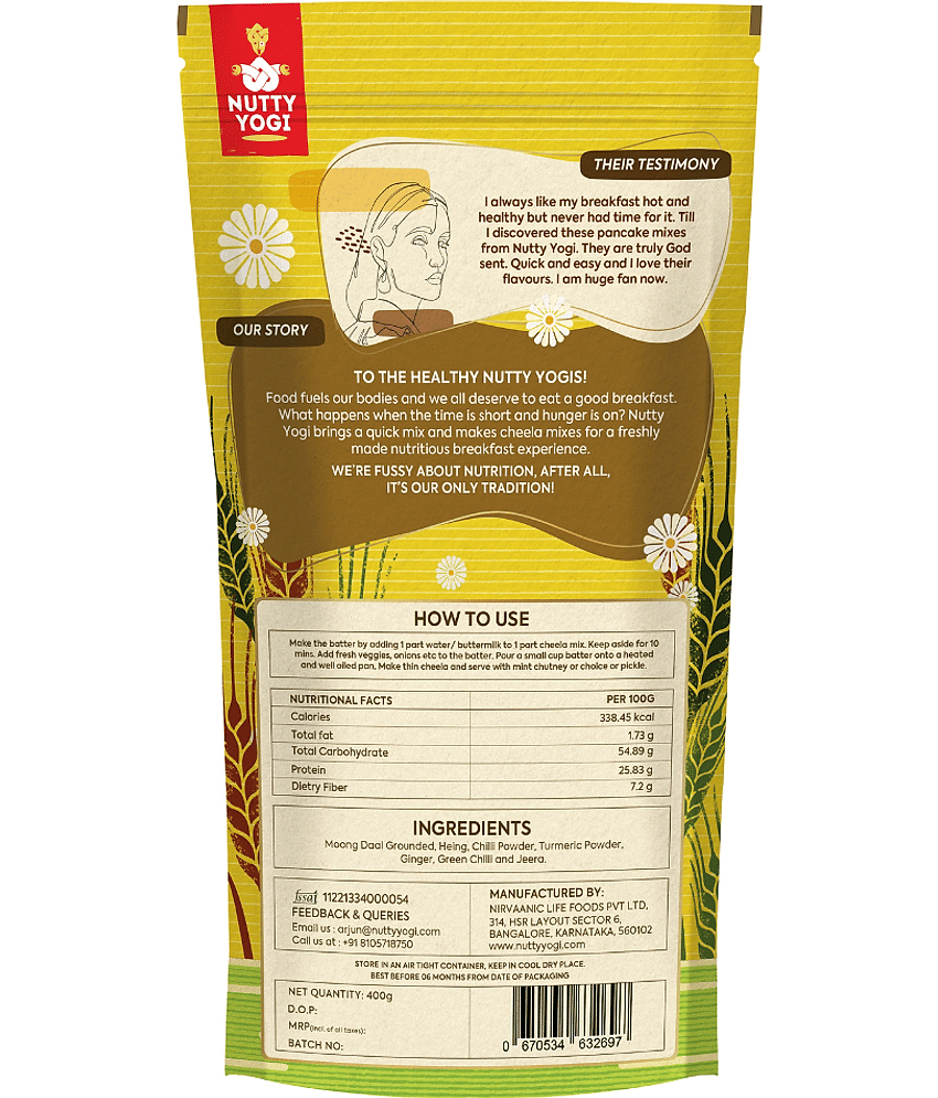 Nutty Yogi Moong Daal Cheela Mix 400 gm view 2