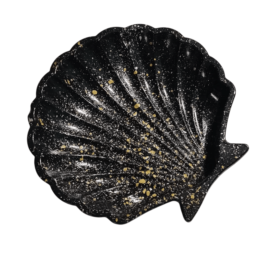 Black and Gold Speckled Seashell Trinket Dish view 2