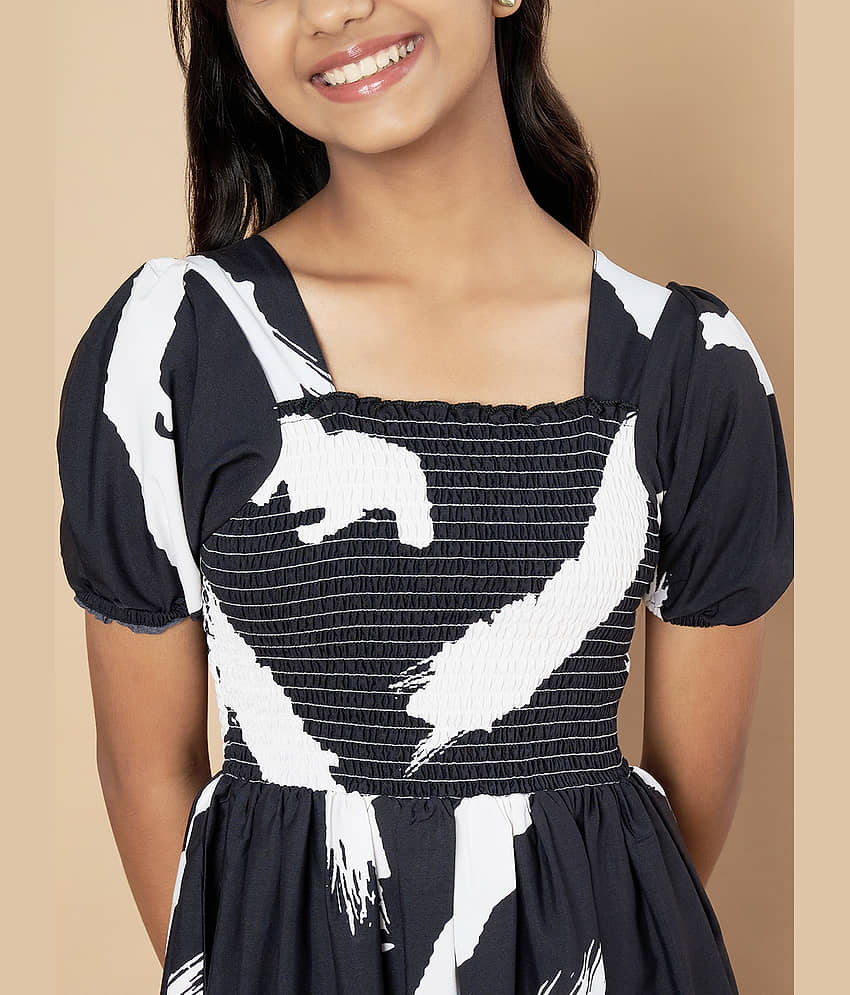 ZWERLON Rayon Fit And Flare Dress For Girls ( Pack of 1 , Pink ) view 2