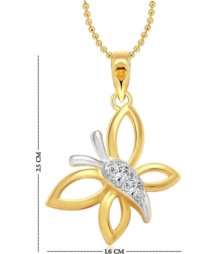 Vighnaharta Angel Butterfly Ring with Pendant Gold and Rhodium Plated Combo set view 2