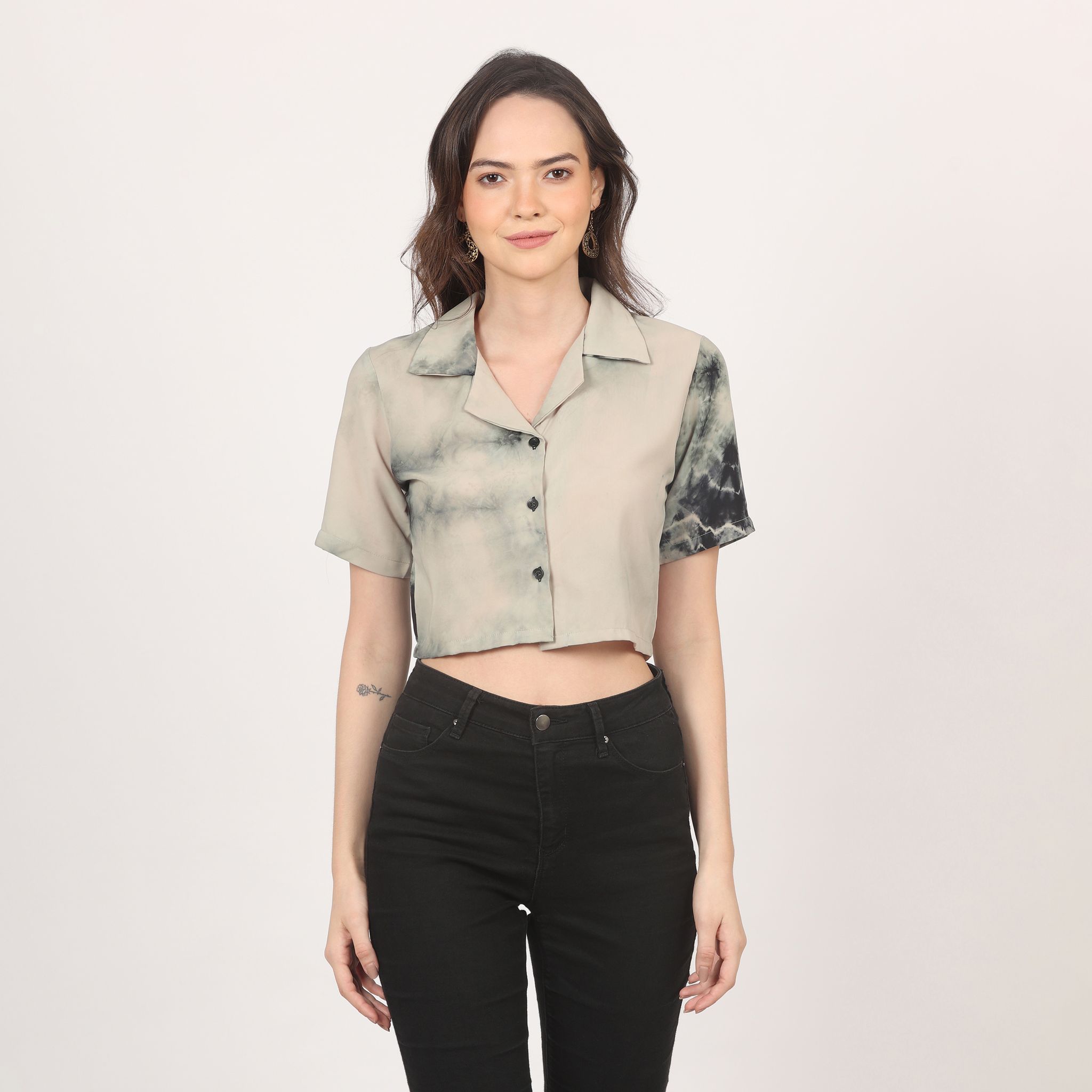 Women Stylish Tie & Dye Crop Shirt