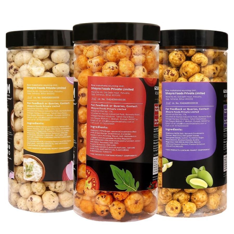 GOURMET MAKHANA Roasted in Olive Oil | Flavors Tangy Tomato, Cream & Onion and Achari Mango | Combo Of 3, 65g Each. - 195 gm view 2