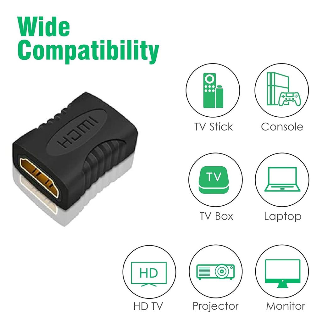 HDMI Extender Female to Female Coupler Adapter for HDTV, Laptop PC, Projector and etc - Black view 2