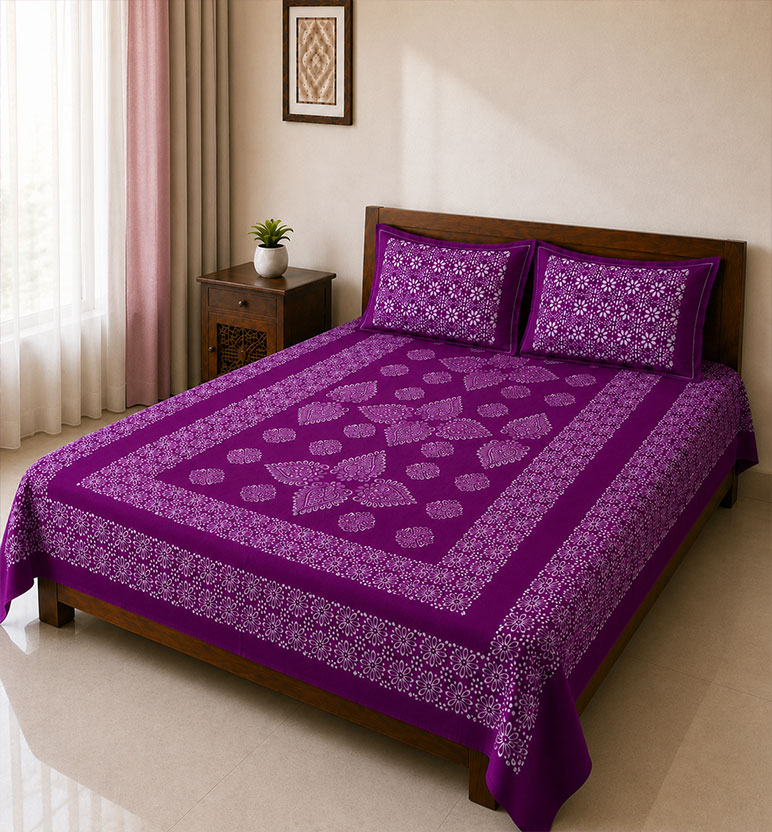 Handcrafted Batik Cotton Double Bed Bedsheet view 2