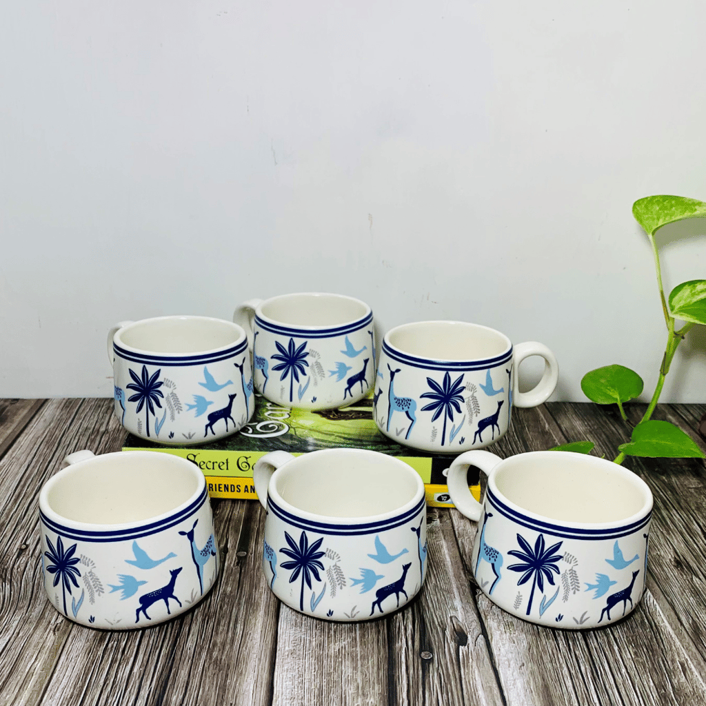 Homefrills Premuim Stoneware Hand Painted Ceramic Stylish Tea/Coffee Cups Set of 6 view 2