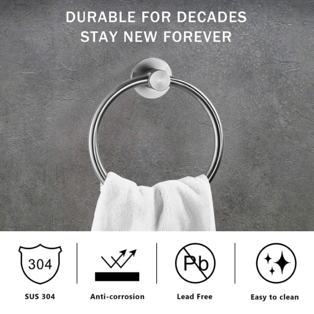 100% Stainless Steel Towel Ring Round Shape 1 Pc view 2