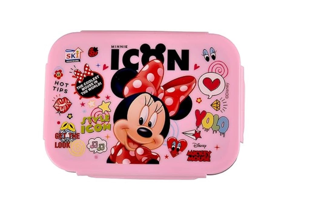 UNMEE Stainless Steel Minnie Cartoon Printed Tacos Lunch Box Container Ideal for Office|School | College|Picnic|Boys| Girls| Men| Leak Proof|Multipurpose| Gifting|Special Occasion 800ml view 2
