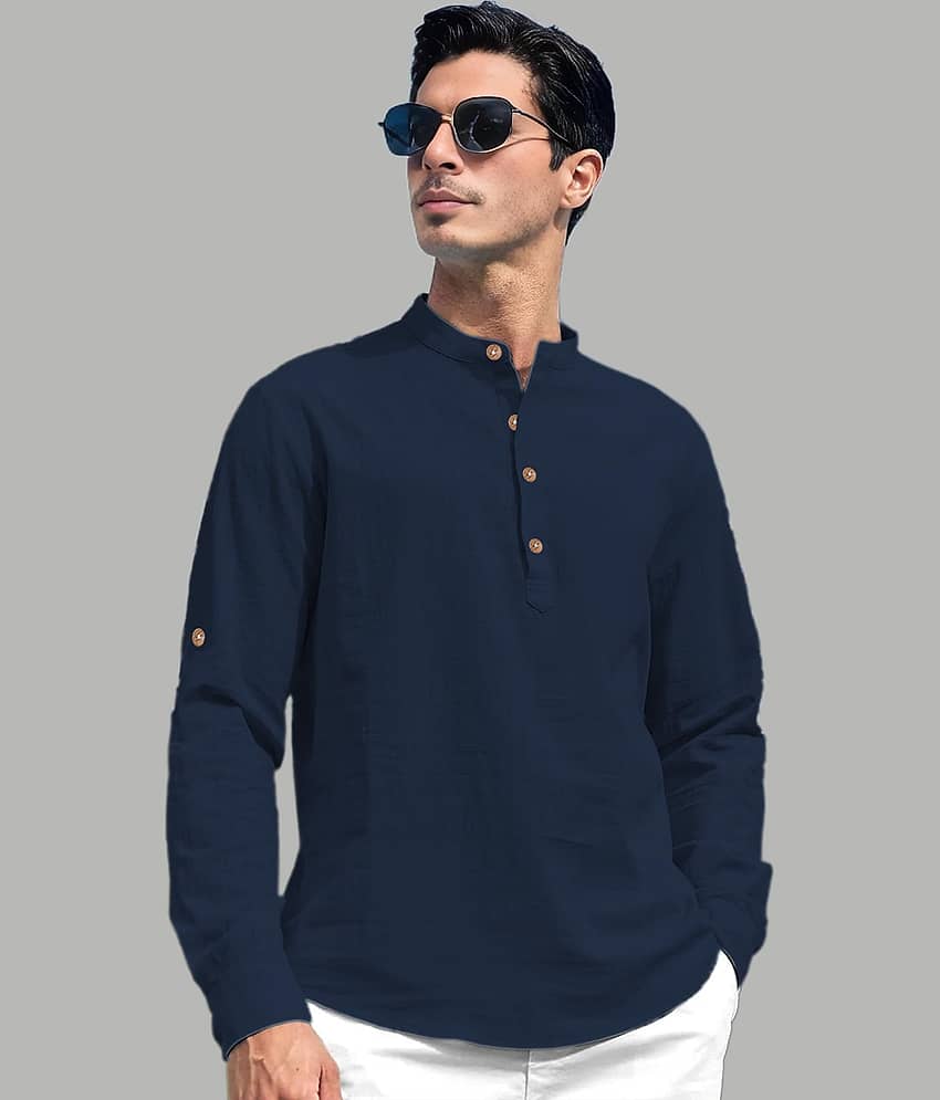 TrendiVastra Light Green Cotton Blend Men's Shirt Style Kurta ( Pack of 1 ) view 2