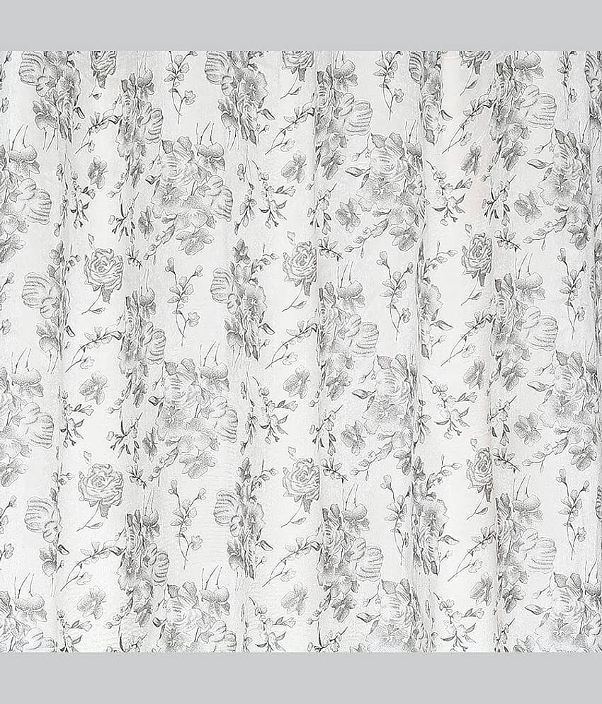 Kraftiq Homes Floral Room Darkening Eyelet Curtain 9 ft ( Pack of 1 ) - White view 2