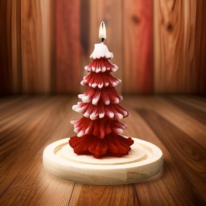 SS Enterprise Organic Soy Wax Christmas Tree Pillar Candles for Decor, Scented Aromatic Fragrance Candles, Smoke-Free, Xmas Decoration Accessories, (Pack of 5) view 2