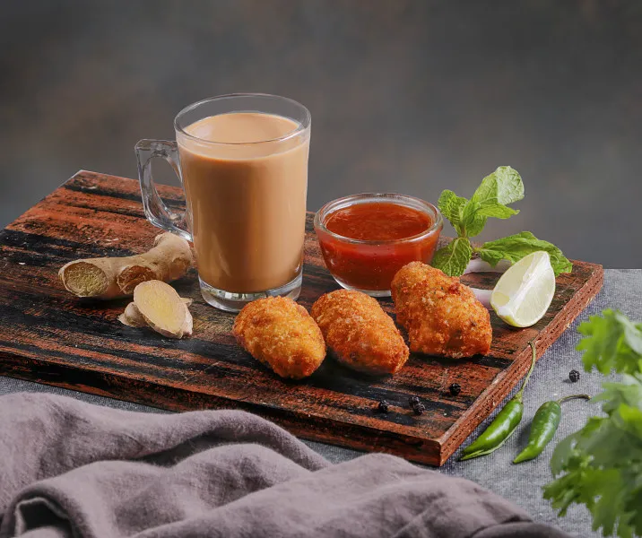 Aloo Chops (2 Pcs) + Ginger Chai