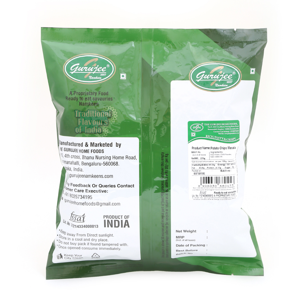 Gurujee Namkeen Potato Chips Masala, 150 gm view 2