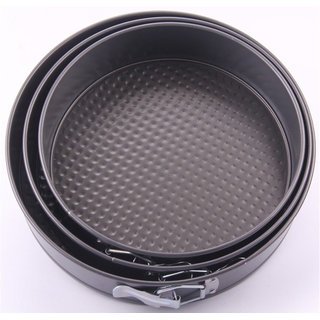 3pcs- Non-Stick Metal Cake Pan Round Shape Black Cake Mould view 2