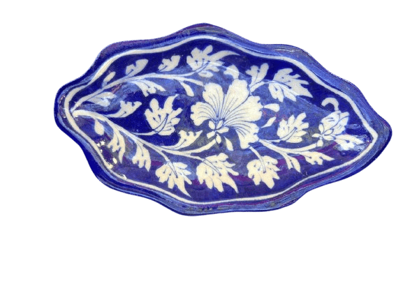 Unique Hand-Painted Ceramic Leaf-Shaped Dish view 2