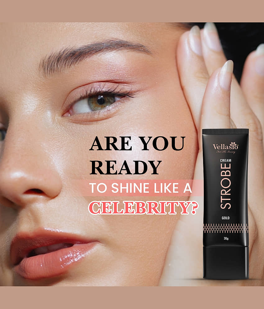 Vellasio Multipurpose Gold Strobe Cream for Instant Face Glow Hydrating & Illuminating Cream Dewy Radiance, 30g view 2
