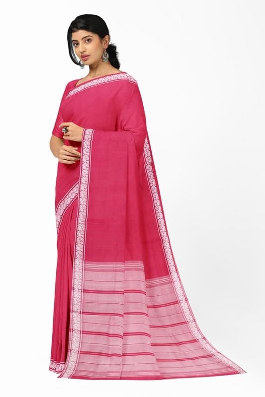 APCO Handloom (A Andhra Pradesh Govt Emporium)- Women's Traditional Pure Handloom Bandar/Polavaram Pink Cotton Saree | PBS0074 view 2