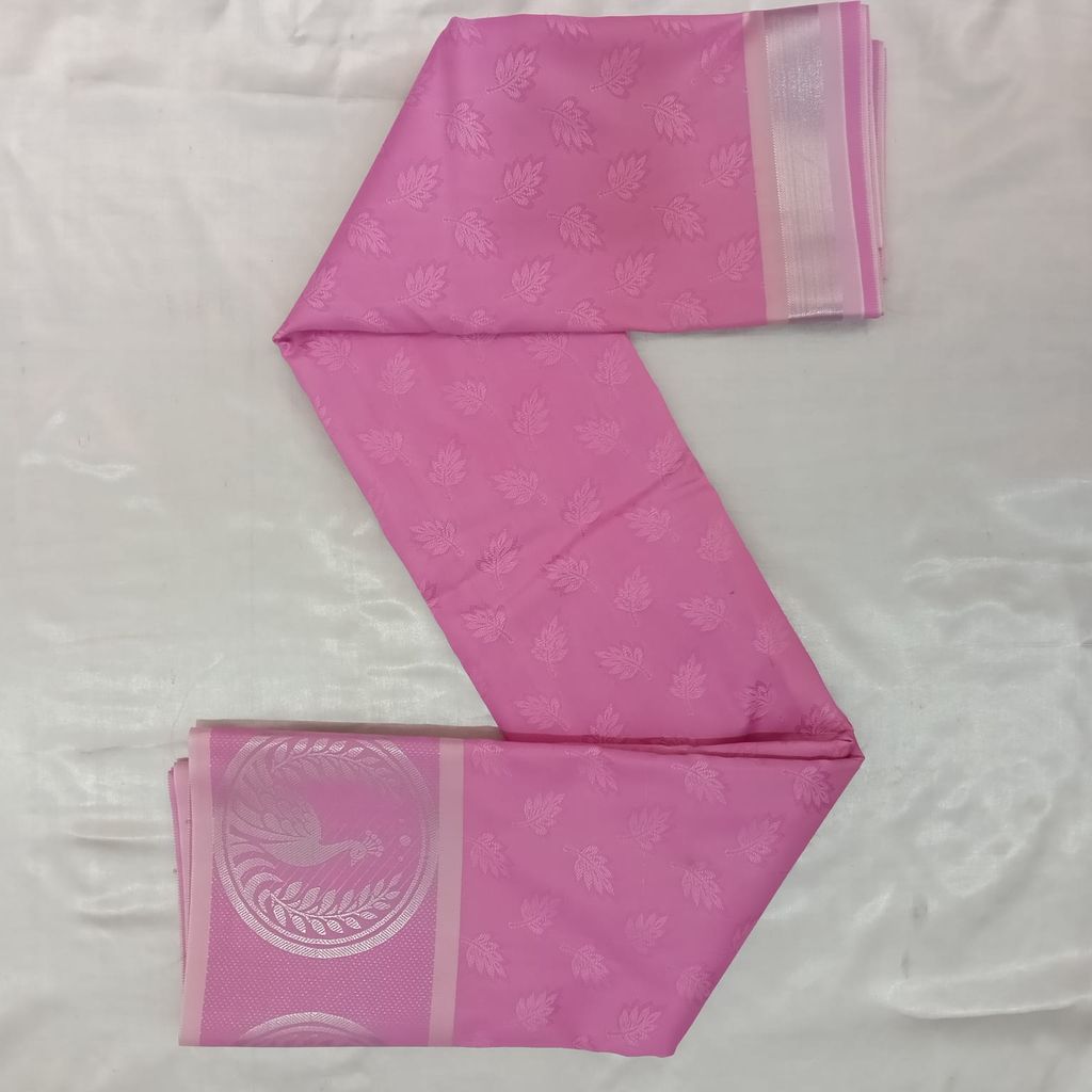 Poonthamil Silk Cotton Saree with Blouse Pink view 2