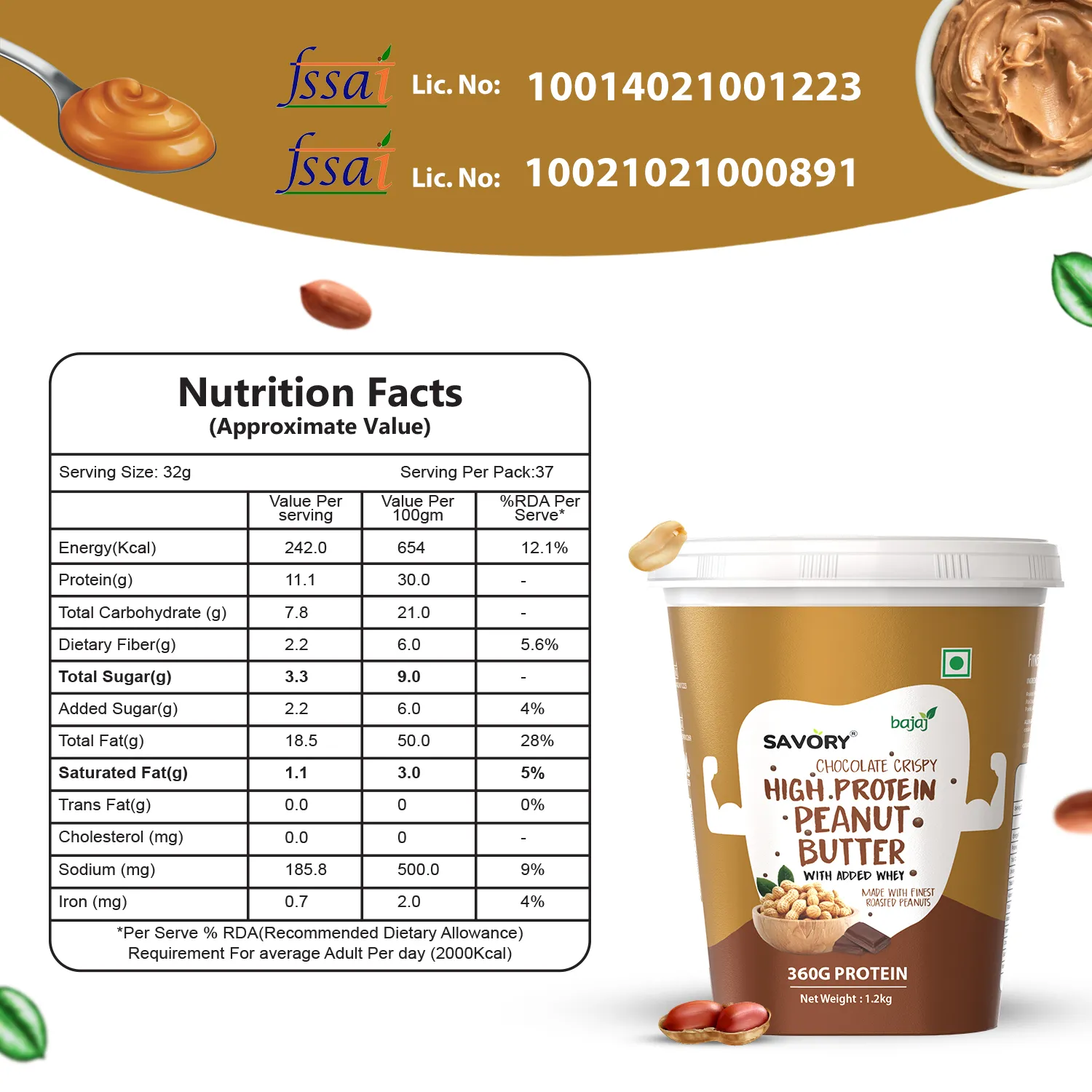 Savory Chocolate Crispy Peanut Butter (1.2kg) | Made with Finest Roasted Peanuts | High in Protein | Cholesterol Free & Keto Friendly | Healthy Nut Butter | Ready to Eat | Chocolate Spread view 2