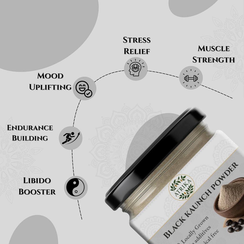 Atrika Black Kaunch Seeds Powder 125g | Kala Kaunch Beej Powder for Vitality & Strength | Pure Alkushi Seed Powder view 2
