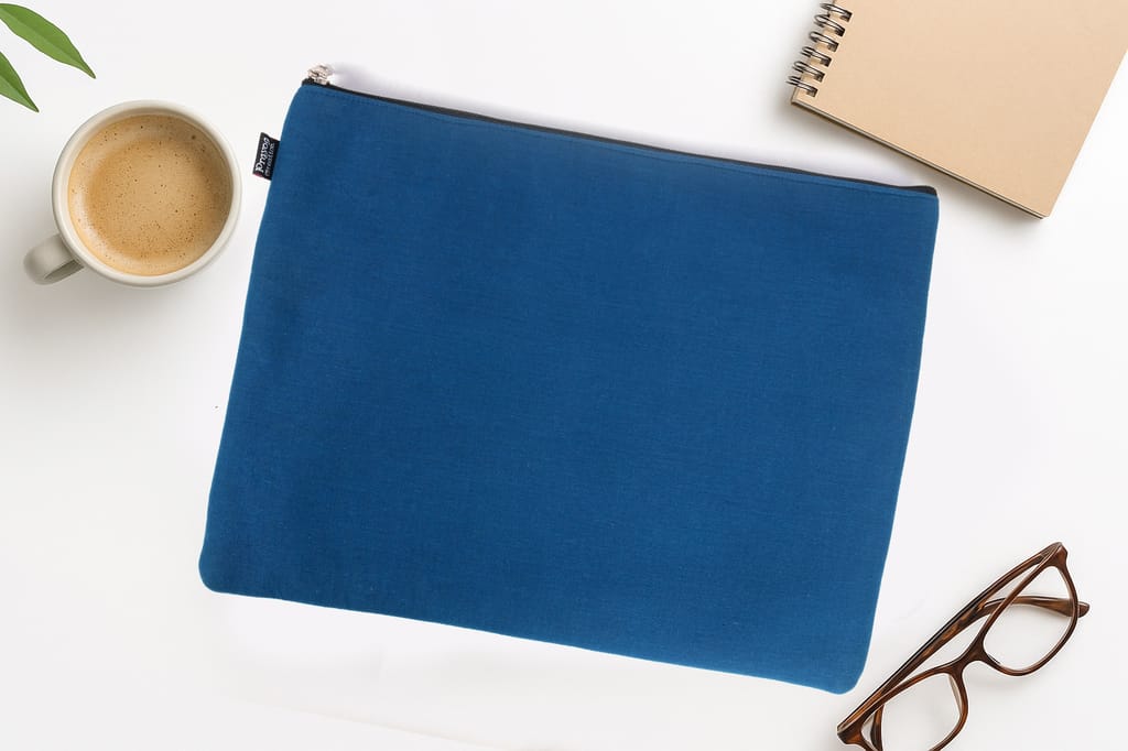 Hand-Painted Laptop Sleeve – Blue Lotus Design