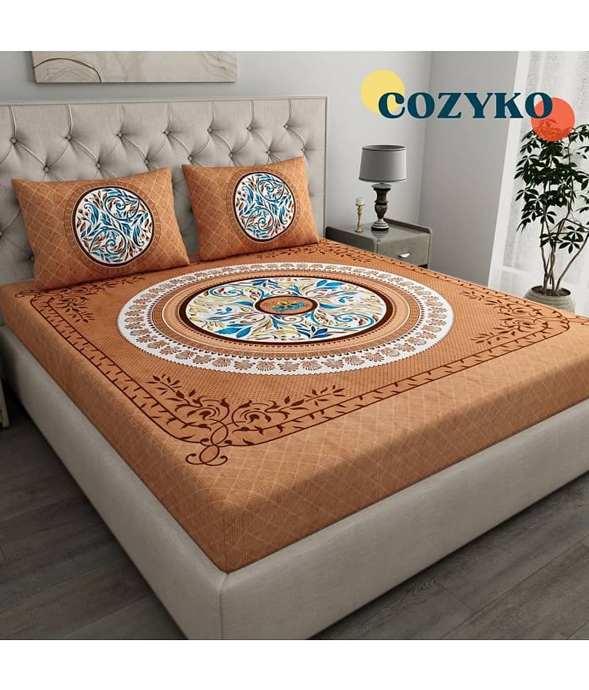 COZYKO Cotton 1 Double Bedsheet with 2 Pillow Covers ( Multicolor ) view 2