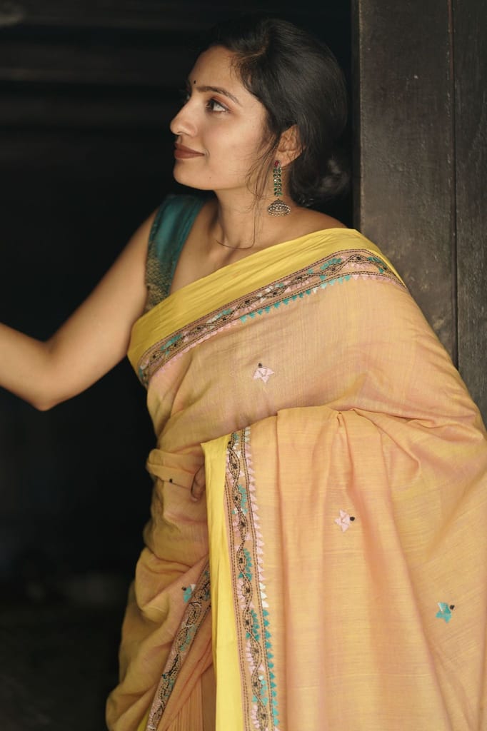 Sitara Kantha cotton saree - Phagun Naraangi Kantha cotton saree view 2