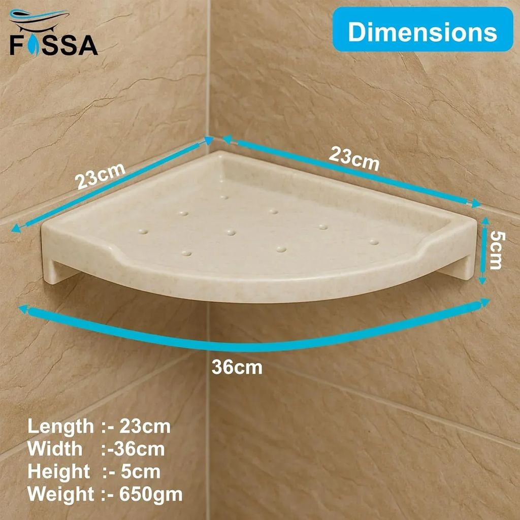 Ivory Corner Wall Shelf 12 inch Unbreakable Abs Ceramic Finish (RM-134) view 2