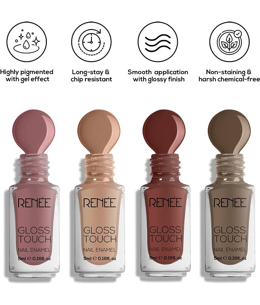 RENEE Gloss Touch N Vacay Vibes Nail Enamels Combo, Glossy & Long-Lasting, Pack of 4 view 2