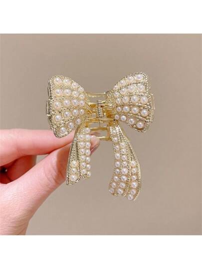 Elegant Pearl Butterfly Hair Claw Clip view 2