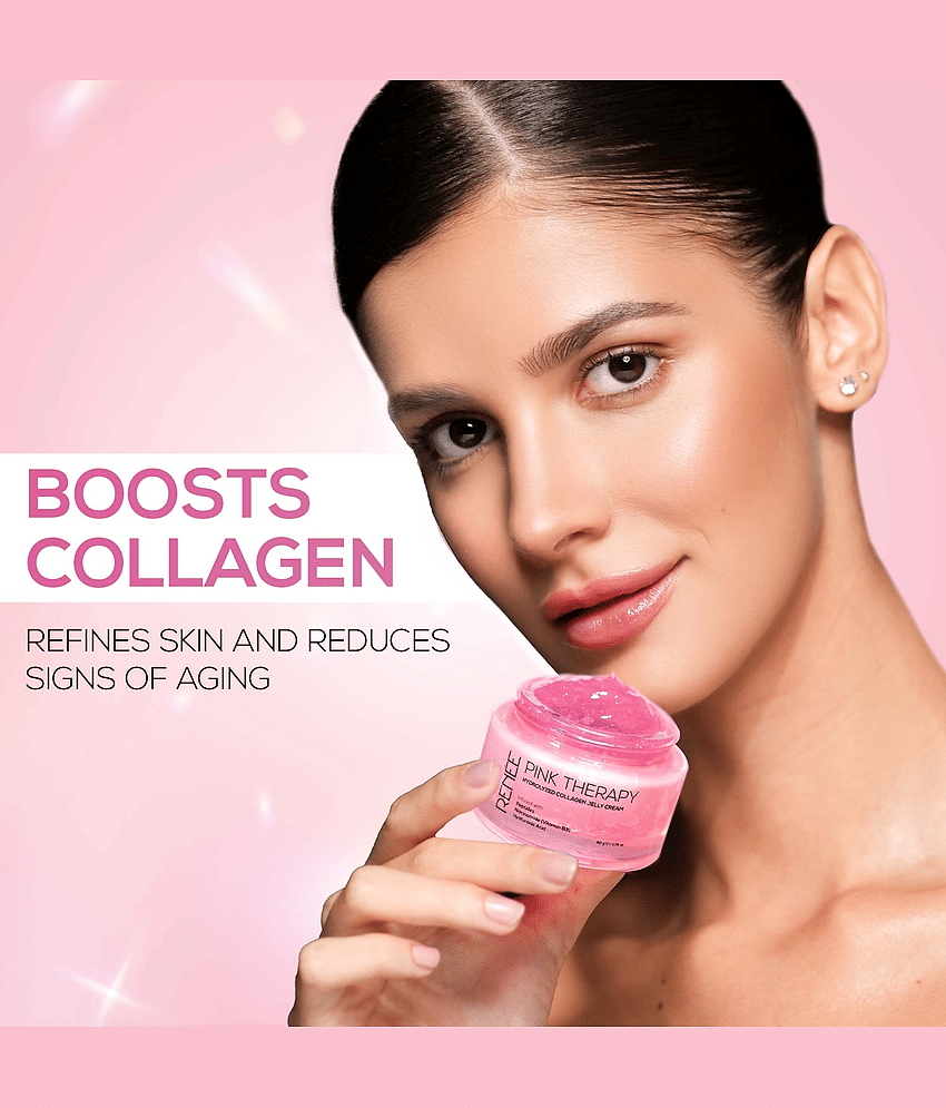 RENEE Pink Therapy Collagen Overnight Sleep Jelly Mask, Hydrates, Repairs & Plumps Skin, With Peptides, Niacinamide & Hydrolyzed Collagen, 50g view 2