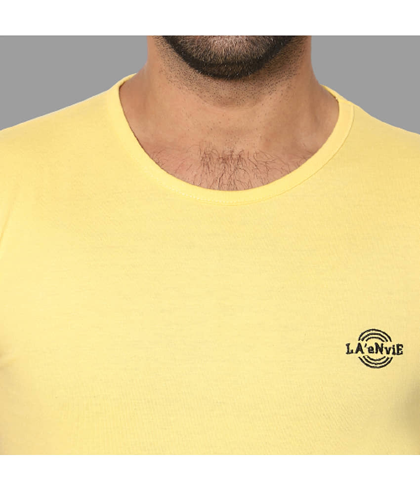 LA'eNviE - Yellow Cotton Slim Fit Men's Sports T-Shirt ( Pack of 1 ) view 2