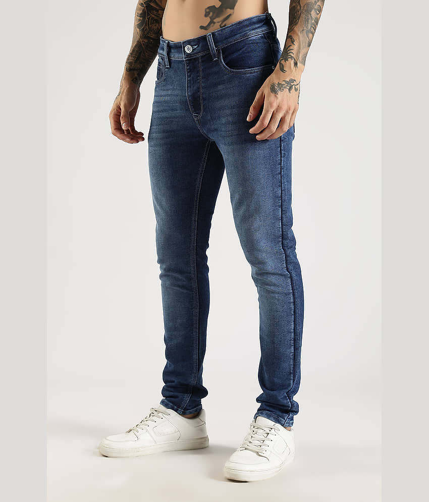 Cool Colors Skinny Fit Clean Look Men's Jeans - Mid Blue ( Pack of 1 ) view 2