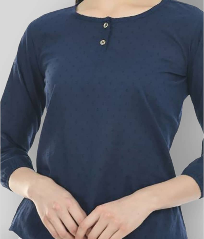 SAAKAA Women's Cotton Regular Top ( Navy ) view 2