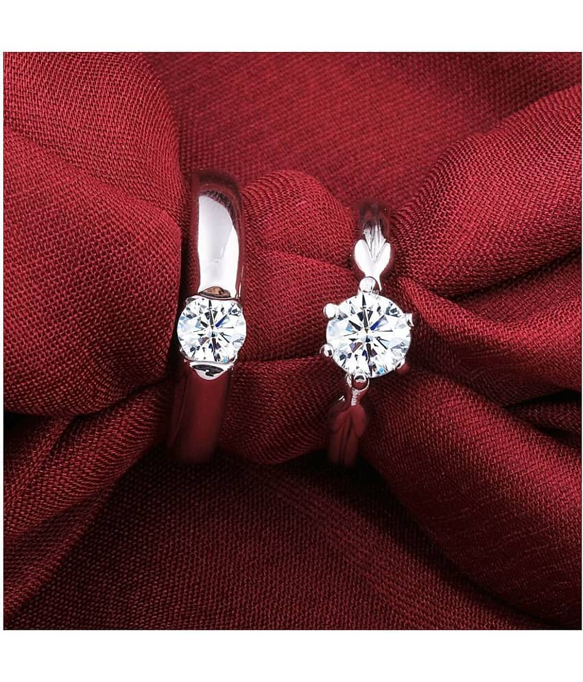 Silverplated mesmarising Solitaire His and Her Adjustable proposal couple ring For Men And Women Jewellery view 2