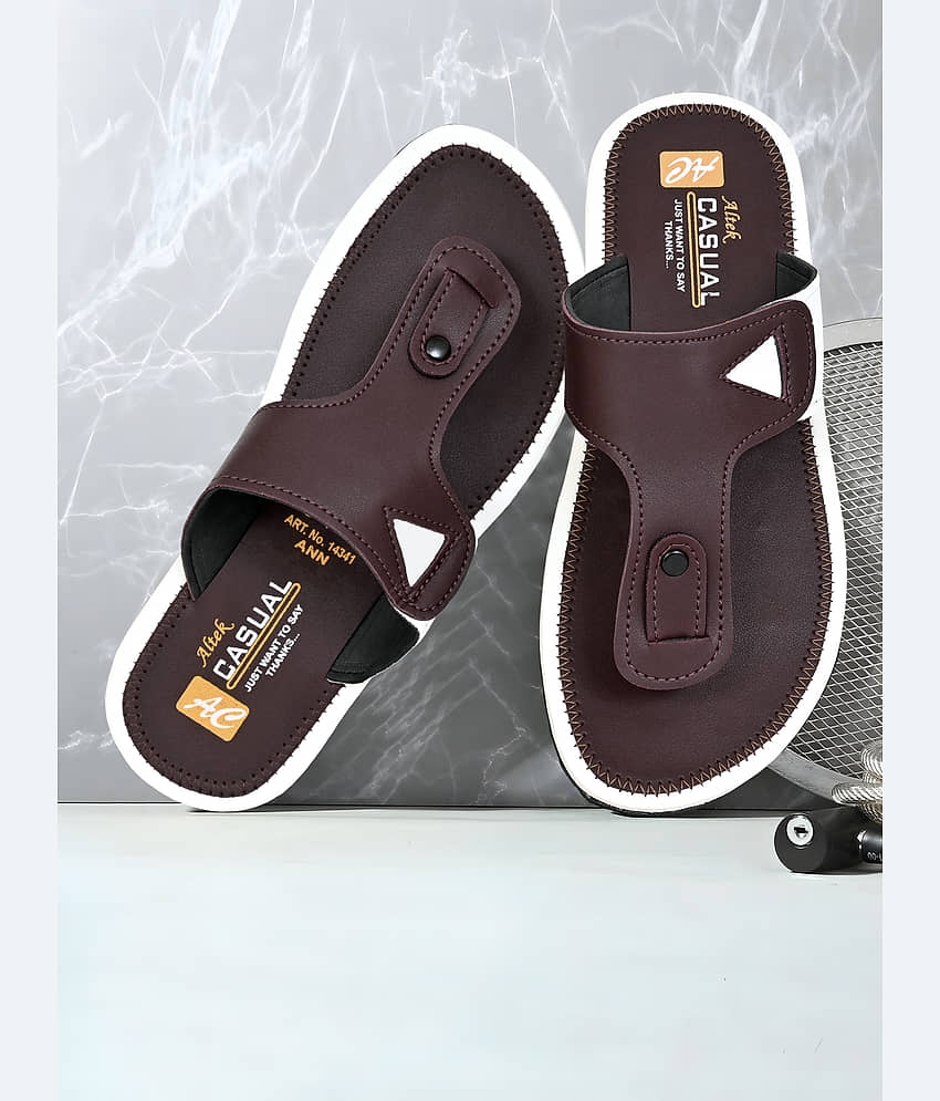 Altek 14311 Brown Men's Thong Flip Flop view 2