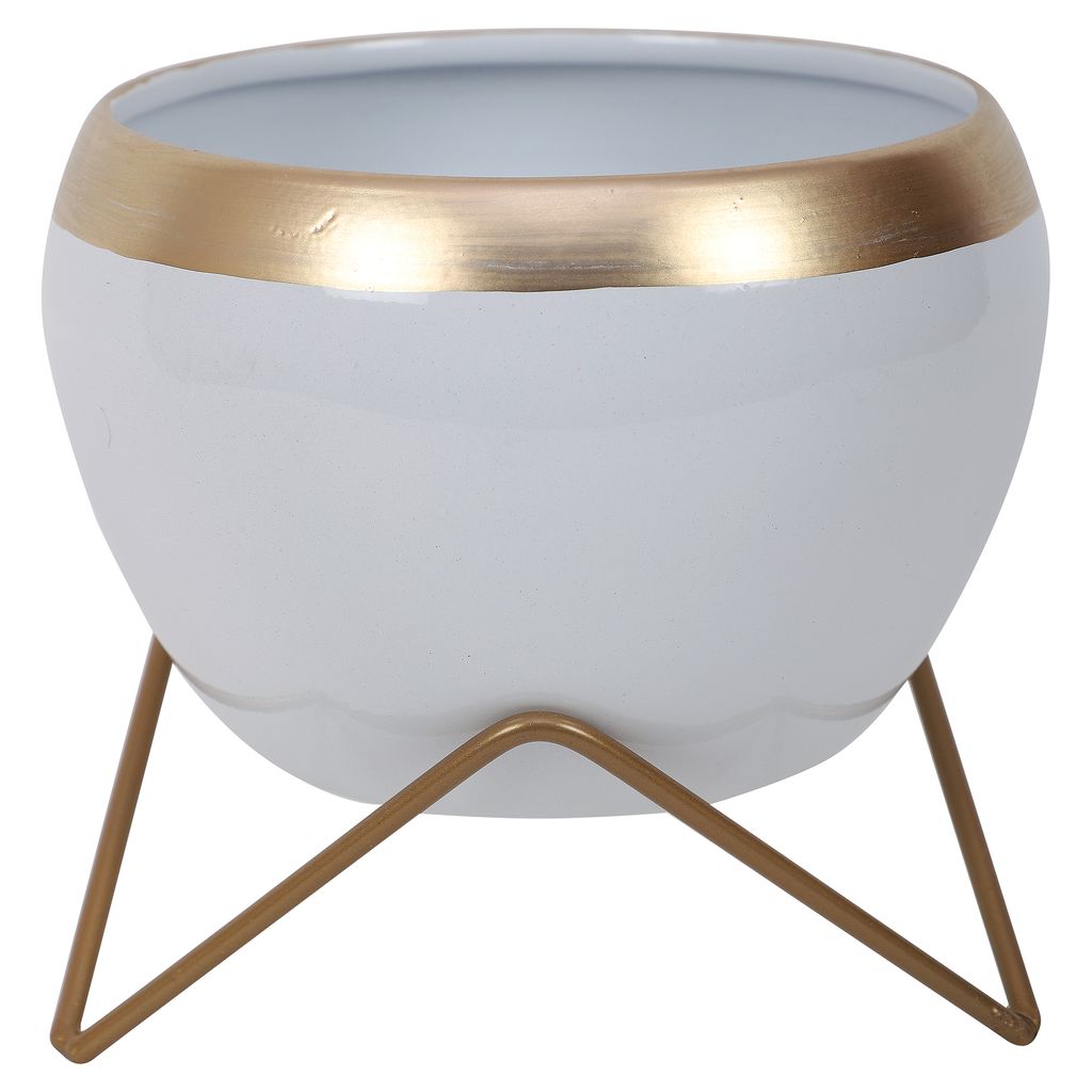 Apple Shape Metal Yellow & Gold Planter Set of 2